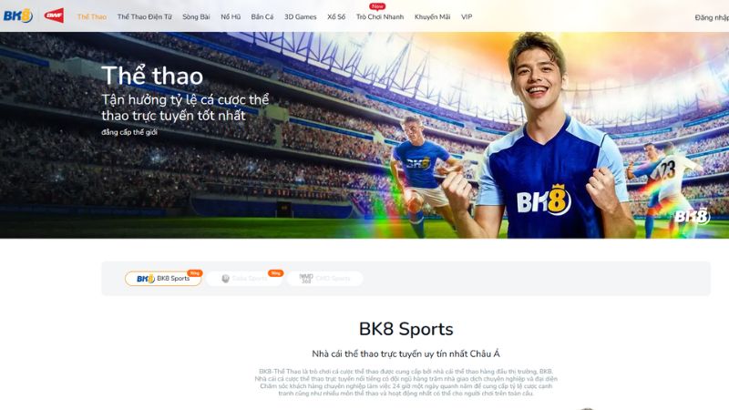 Cá cược thể thao BK8 - Sân chơi trực tuyến đẳng cấp Châu Á