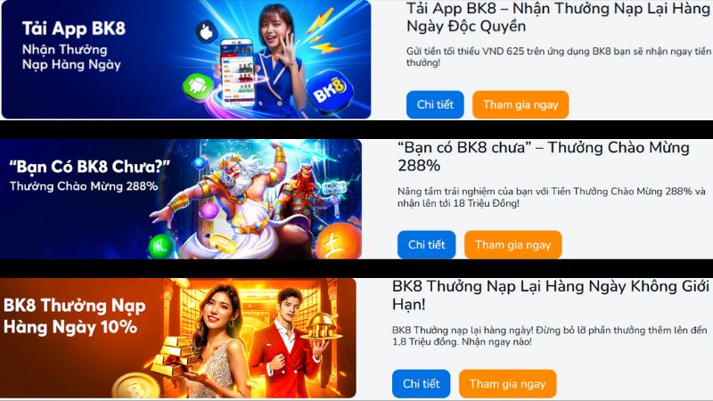 Các chương trình ưu đãi dành cho nổ hũ tại BK8