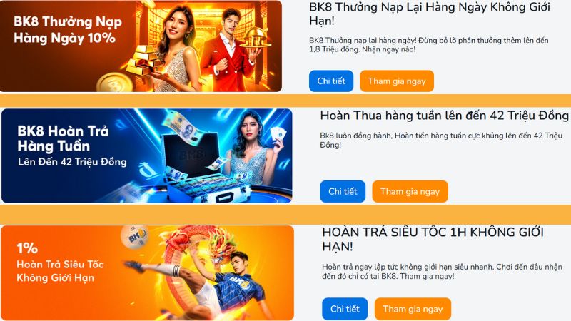 Vài chương trình ưu đãi tài xỉu tại BK8